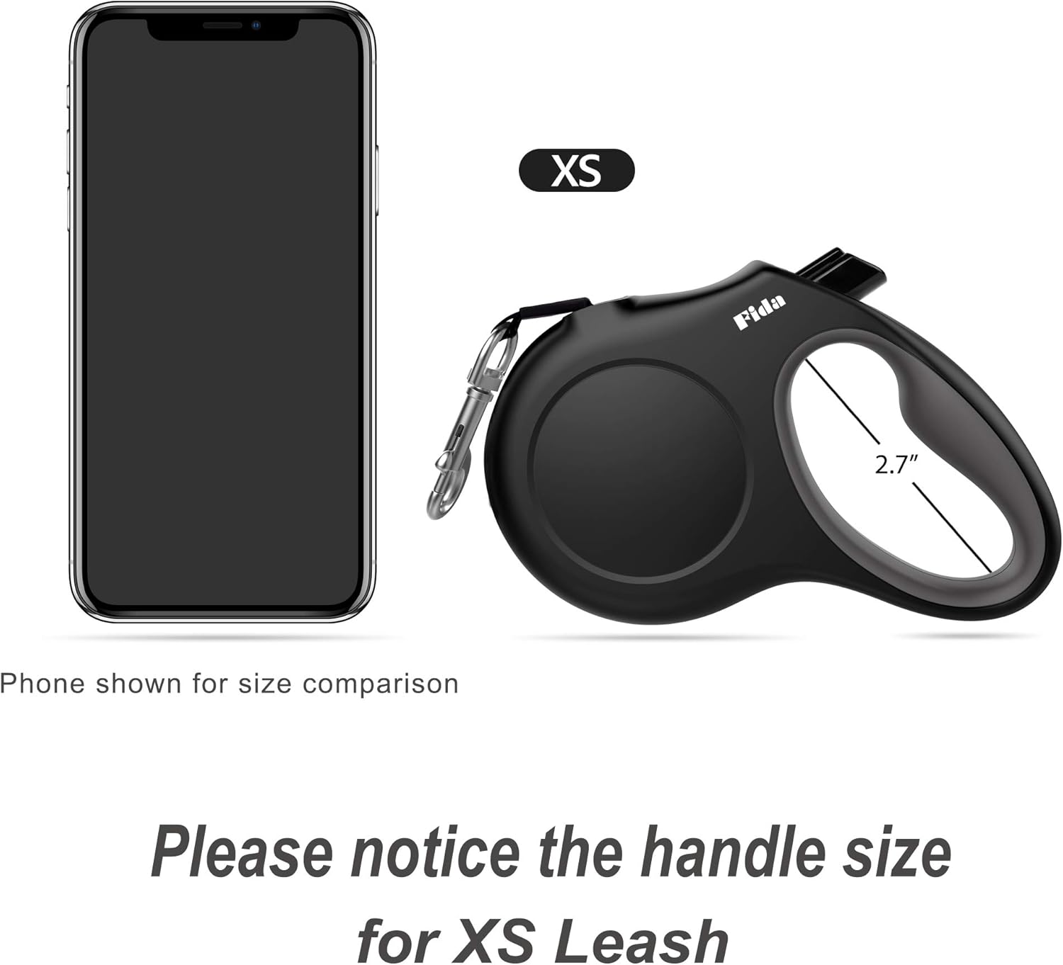 Retractable Dog Leash with Dispenser and Poop Bags, 10 Ft Pet Walking Leash for X-Small Dog or Cat up to 18 Lbs, Anti-Slip Handle, Tangle Free, Reflective Nylon Tape (XS, Black)