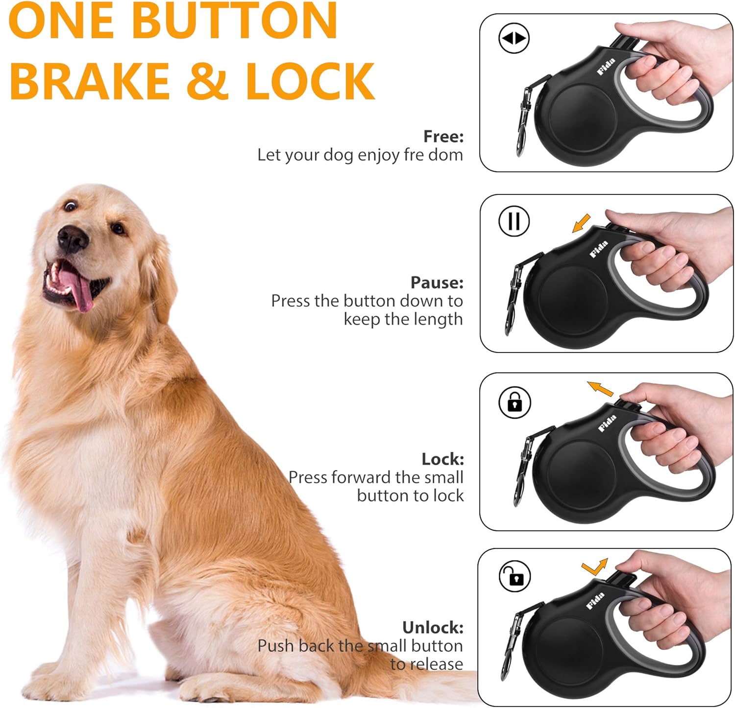 Retractable Dog Leash with Dispenser and Poop Bags, 10 Ft Pet Walking Leash for X-Small Dog or Cat up to 18 Lbs, Anti-Slip Handle, Tangle Free, Reflective Nylon Tape (XS, Black)